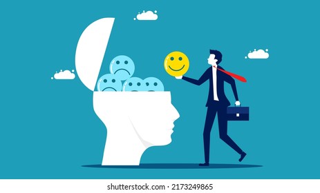 Think negative. Add positive thoughts to negative people. business concept vector