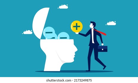 Think negative. Add positive thoughts to negative people. business concept vector