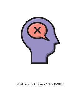 think negative icon vector design full colour