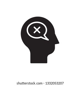 think negative icon vector glyph design