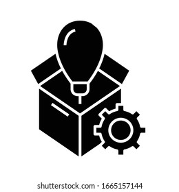 Think out of the box black icon, concept illustration, vector flat symbol, glyph sign.