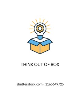 Think out of box concept 2 colored line icon. Simple yellow and blue element illustration. Think out of box concept outline symbol design from Project management set
