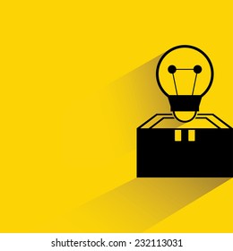 think out of the box concept on yellow background, flat and shadow theme