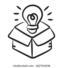 Think out of the box icon doodle line design
