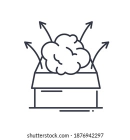 Think out of the box icon, linear isolated illustration, thin line vector, web design sign, outline concept symbol with editable stroke on white background.