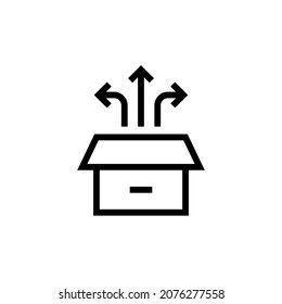PIENSA FUERA DEL icono BOX en vector. Logotipo