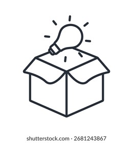 pensar fuera del icono de la caja. Vector.Trazo editable.Signo de estilo lineal para uso Diseño web, logotipo. Ilustración de símbolo.