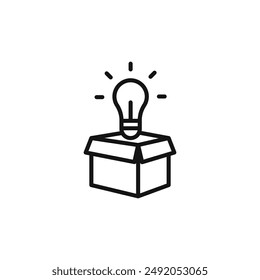 Think out of box idea icon outline collection in black and on white background