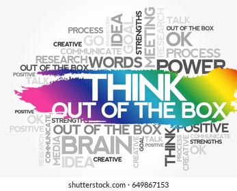 THINK OUT OF THE BOX word cloud, business concept