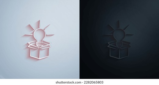 think outside the box 2 colored line paper icon with shadow effect vector illuistration design