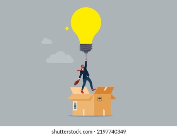 Think outside the box. Business idea solution, Development of ideas. Vector illustration.