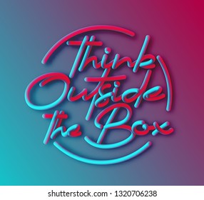 Think Outside The Box Calligraphic 3d Pipe Style Text Vector illustration Design