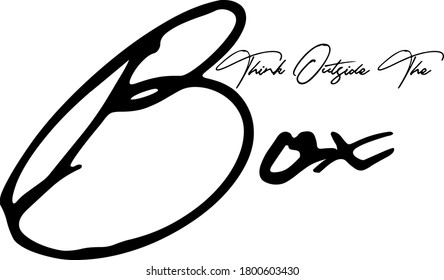 Pensar fuera de la caja caligrafía Color negro texto 
sobre fondo blanco