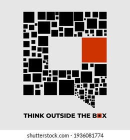 Think outside the box, colorful motivational quotes typography slogan. Modern and stylish abstract design. Vector for print tee shirt, typography, poster and other uses. Global swatches.