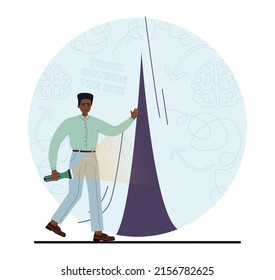 Think outside the box concept. Creativity and brainstorming process. New idea generation, innovative business solution. Flat vector illustration