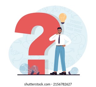 Think outside the box concept. Creativity and brainstorming process. New idea generation, innovative business solution. Flat vector illustration