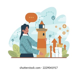 Piensen fuera del concepto de caja. Idea de pensamiento creativo e innovación. Brainstorm y desarrollo de creatividad para mejores decisiones de negocios. Ilustración vectorial plana