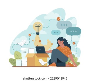 Think outside the box concept. Idea of creative thinking and innovation. Brainstorm and creativity development for better business decisons. Flat vector illustration
