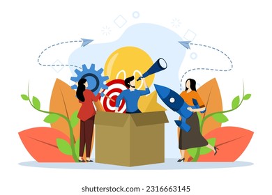 Think outside the box Concept, Showcasing creative thinking, free and unusual, Suitable for landing page, ui, web, app intro card, editorial, flyer and banner, Vector Illustration.