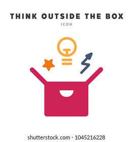 Think Outside The Box Concept. Symbol Icon  Flash Design. Isolated On The White Backgaround.