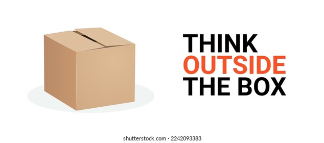 Think outside box concept vector business positive out quote motivation title. Creative think outside box design background