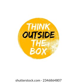 Think outside box concept vector business positive out quote motivation title. Creative think outside box design background
