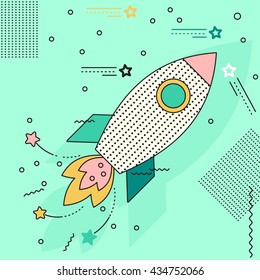 Think outside the box creative idea. Rocket lines icon. Objects isolated on background. Flat and cartoon vector illustration.