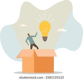 Think outside the box, creativity to create different business idea or motivation and innovation.business concept.flat character.