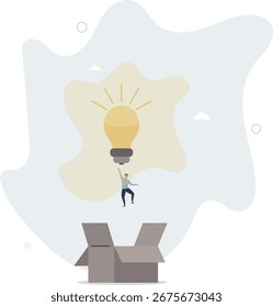 Pense fora da caixa, criatividade para criar diferentes ideias de negócio ou motivação e inovação conceito.vida e emprego de pessoas.