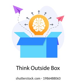 Think outside box flat concept icon