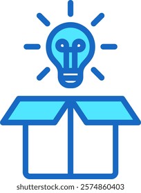 Think Outside The Box Icon Blue Color Vector Illustration