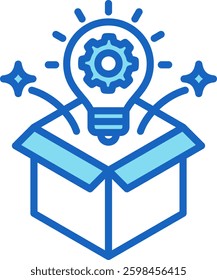 Think Outside The Box Icon Blue Vector Illustration
