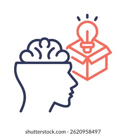 Piense fuera del elemento de icono de la caja para el diseño