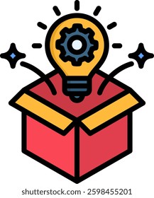 Think Outside The Box Icon Lineal Color Vector Illustration