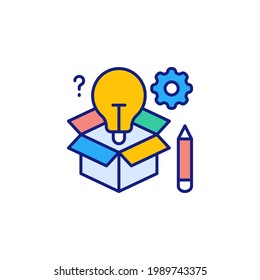 Piense fuera del icono Caja en vector. Logotipo