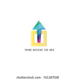 think outside the box . illustration poster