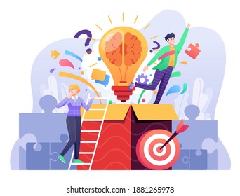 Think Outside the Box Illustration, this illustration can be use for website, landing page, web, app, and banner.
