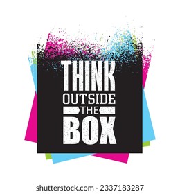 Piensen fuera de la caja. Inspirador Plantilla De Cita De Motivación Creativa. Un Sólido Concepto De Inspiración En La Formación De Vectores En El Fondo.