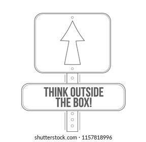 think outside the box line street sign isolated over a white background