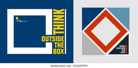Piensen fuera de la caja, frases de tipografía modernas y elegantes. Resumen de ilustraciones de diseño vectorial para camisetas de impresión, tipografía, afiches y otros usos. 