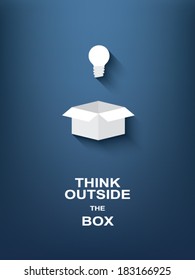 Think outside the box motivational poster. Eps10 vector illustration.