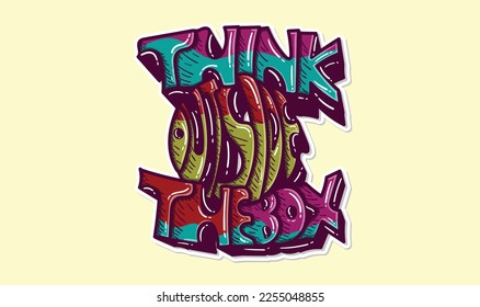 Think outside the box - quotes, wall decorations, vector stickers, handwritten words for any design production.