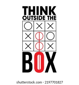 Think Outside The Box Tic-Tac-Toe Concept Vector Design