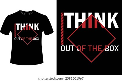 THINK OUTSIDE the box- typography t-shirt design