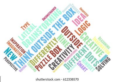 Think outside the box word cloud typography