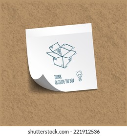 Think outside the box! written on a sticky note