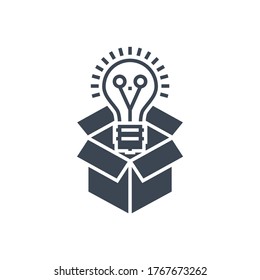 Piense Fuera Del Icono De Glifo Vector Relacionado. Aislado en fondo blanco. Ilustración vectorial.