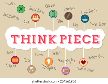 think piece white cloud heading with different fields signs