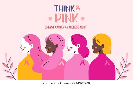 Think Pink. Breast Cancer Awareness Month Illustration