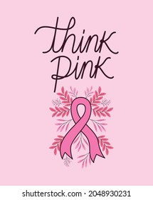 think pink card and woman